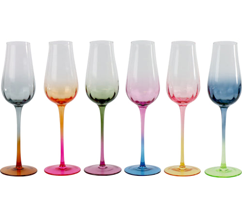 Rainbow champagneglas fra HOFF – farverigt glas i 6 farver