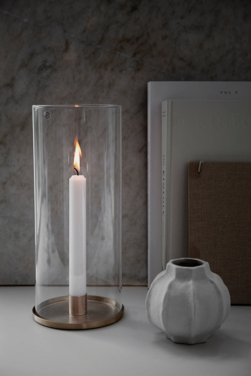 Elegant Lanterne til Kronelys i Glas og Metal – Moderne Lysestage til Bord & Vindueskarm