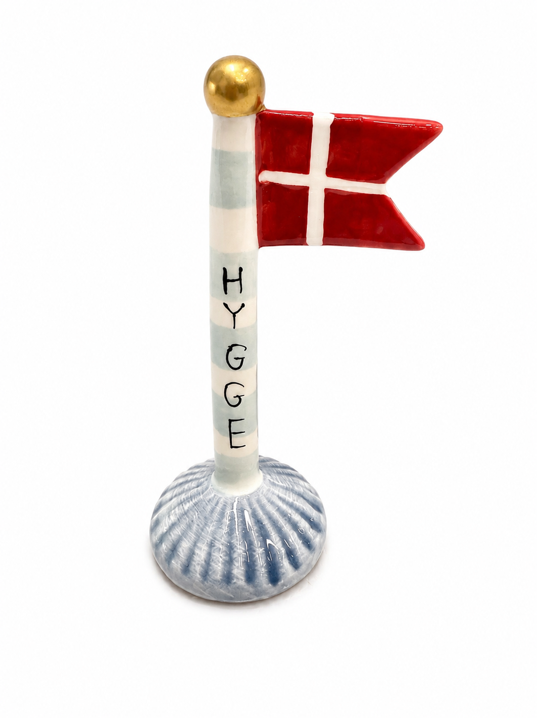 Keramisk Hygge Flagstang med Dansk Flag – Håndlavet Dekoration i Nordisk Design