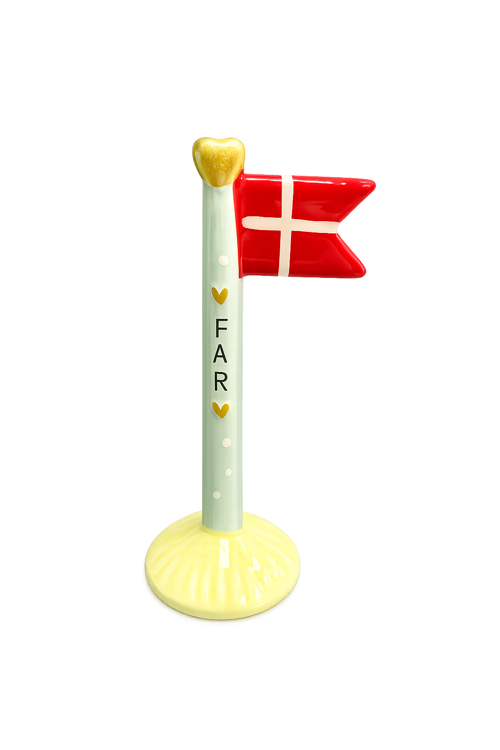 Keramisk Flagstang til Far med Dansk Flag – Håndlavet Dekoration & Fars Dags Gave