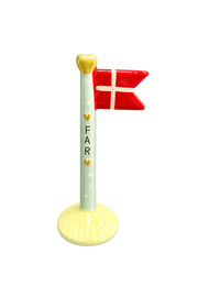 Keramisk Flagstang til Far med Dansk Flag – Håndlavet Dekoration & Fars Dags Gave