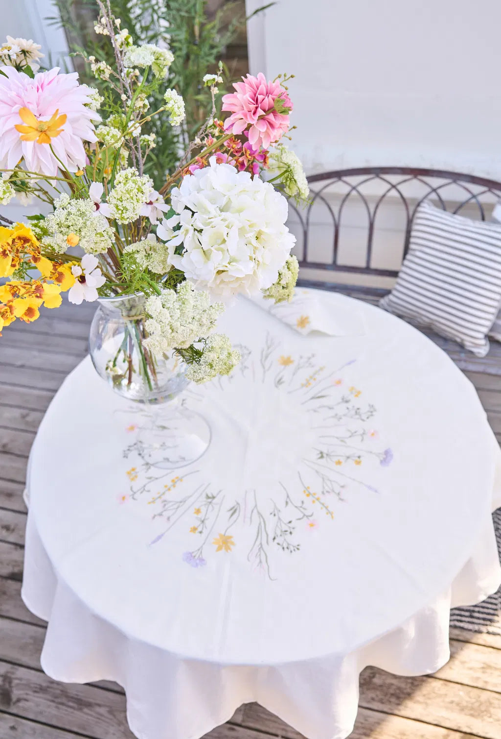 Rund dug med vilde blomster150cm