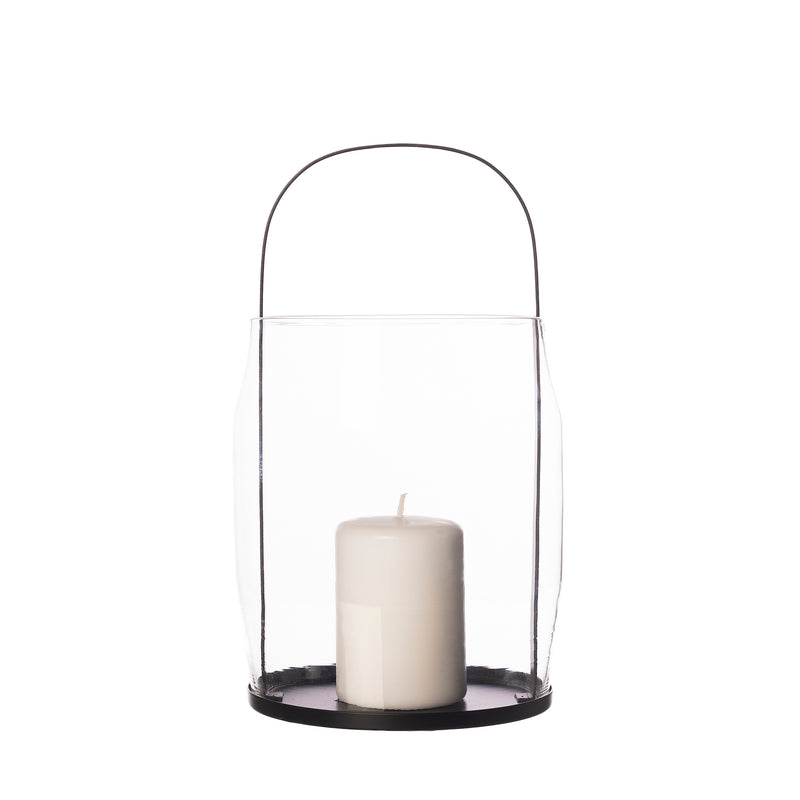 Elegant Lanterne i Glas og Sort Metal – Moderne Lysestage til Indendørs Hygge