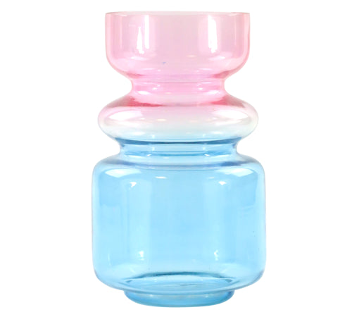 Multicolor Glasvase – Farverig Designvase i Blå-Pink