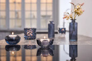 Blå Glas Vase - Elegant Dekorativ Vase i Riflet eller mønstret design