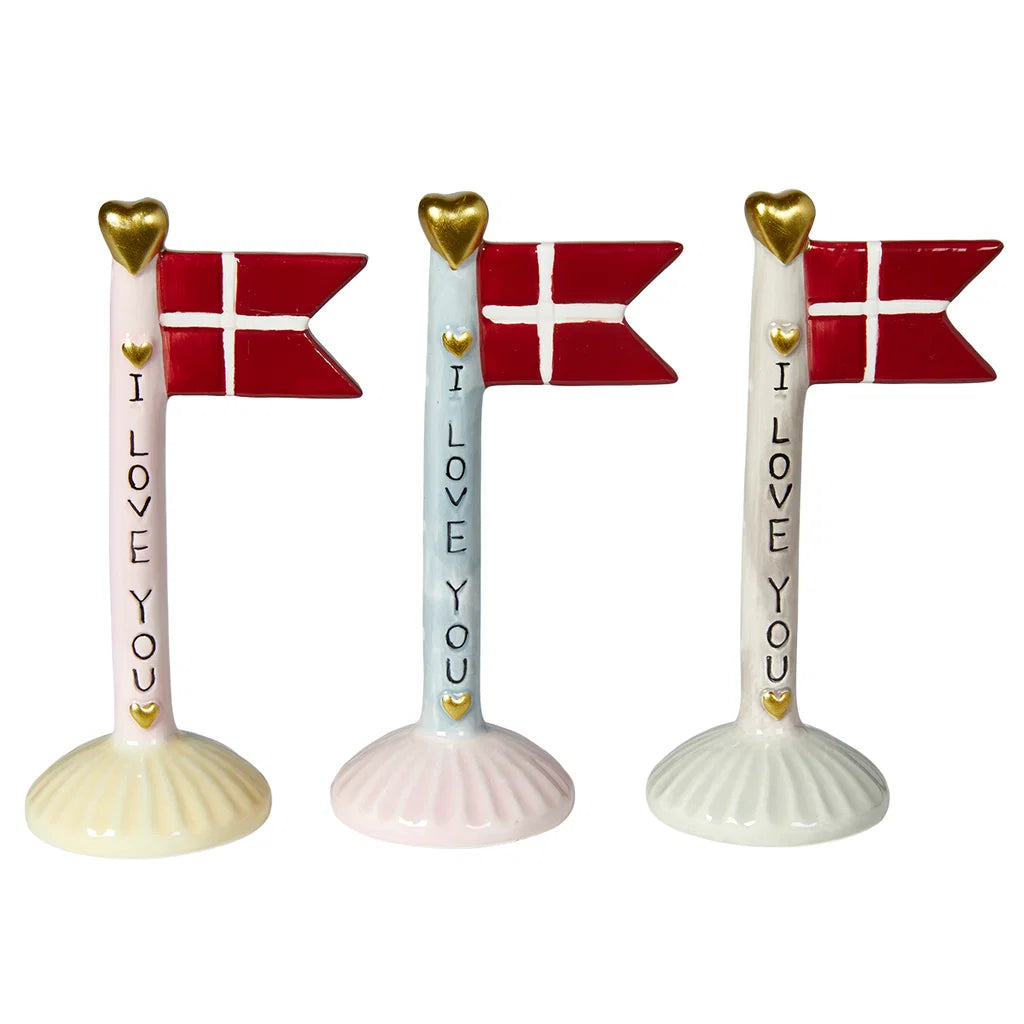Dansk keramik flag – “I LOVE YOU” – dekorativ romantisk keramik