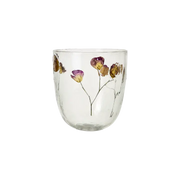 Håndlavet Glas - klar Fyrfadsstage med Ægte Tørrede Blomster – Elegant & Unik Dekoration