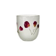 Håndlavet fyrfadsstage i glas - hvid med ægte blomster – elegant og unik dekoration