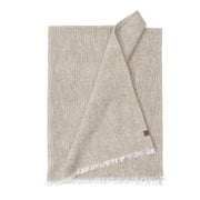 Plaid beige med hvide frynser