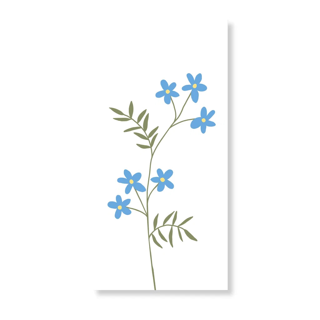 Elegant serviet med blå blomster – hvid papirserviet til borddækning | BiMe.dk