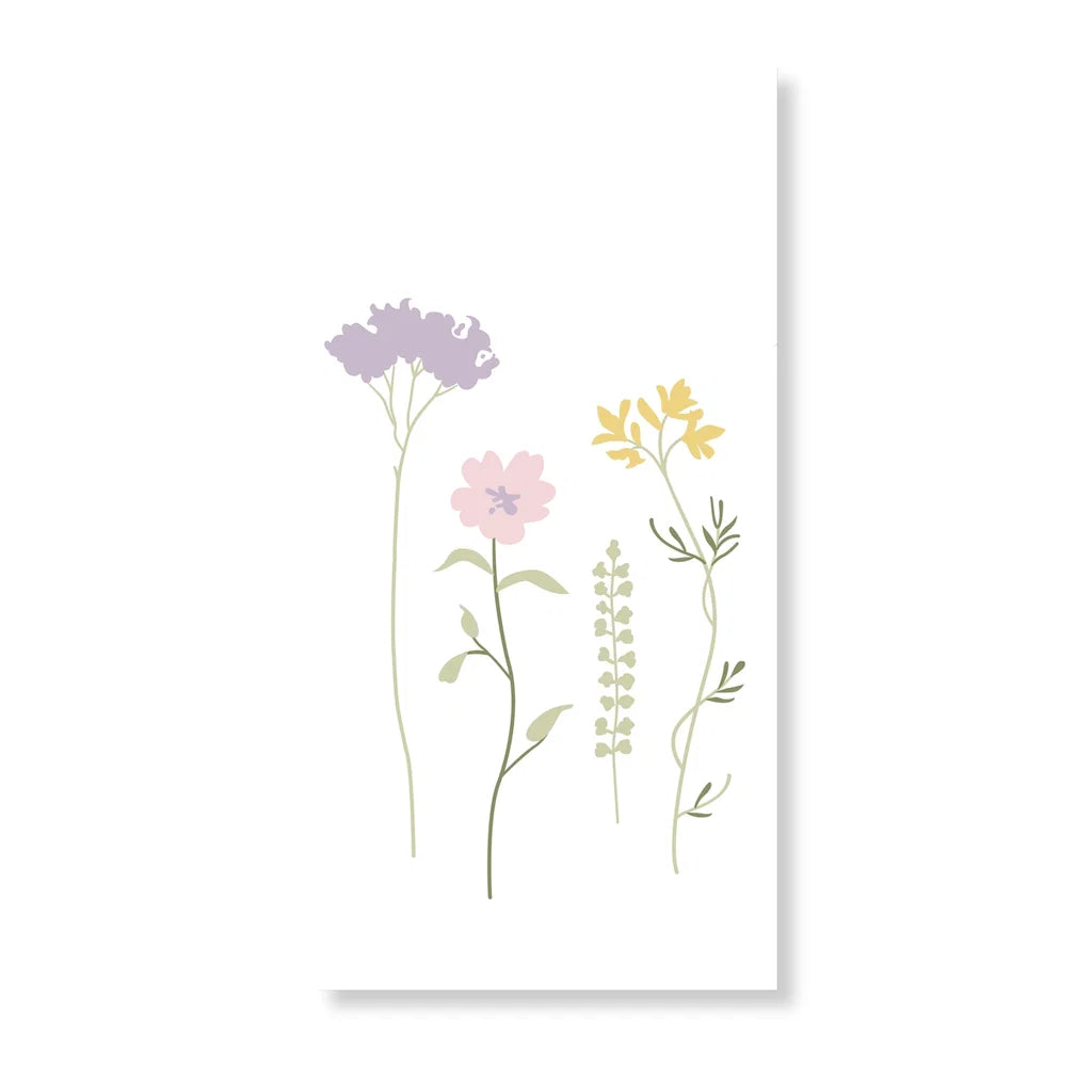 Blomstrede Servietter i Nordic Pastel – Elegant Borddækning med Fine Markblomster