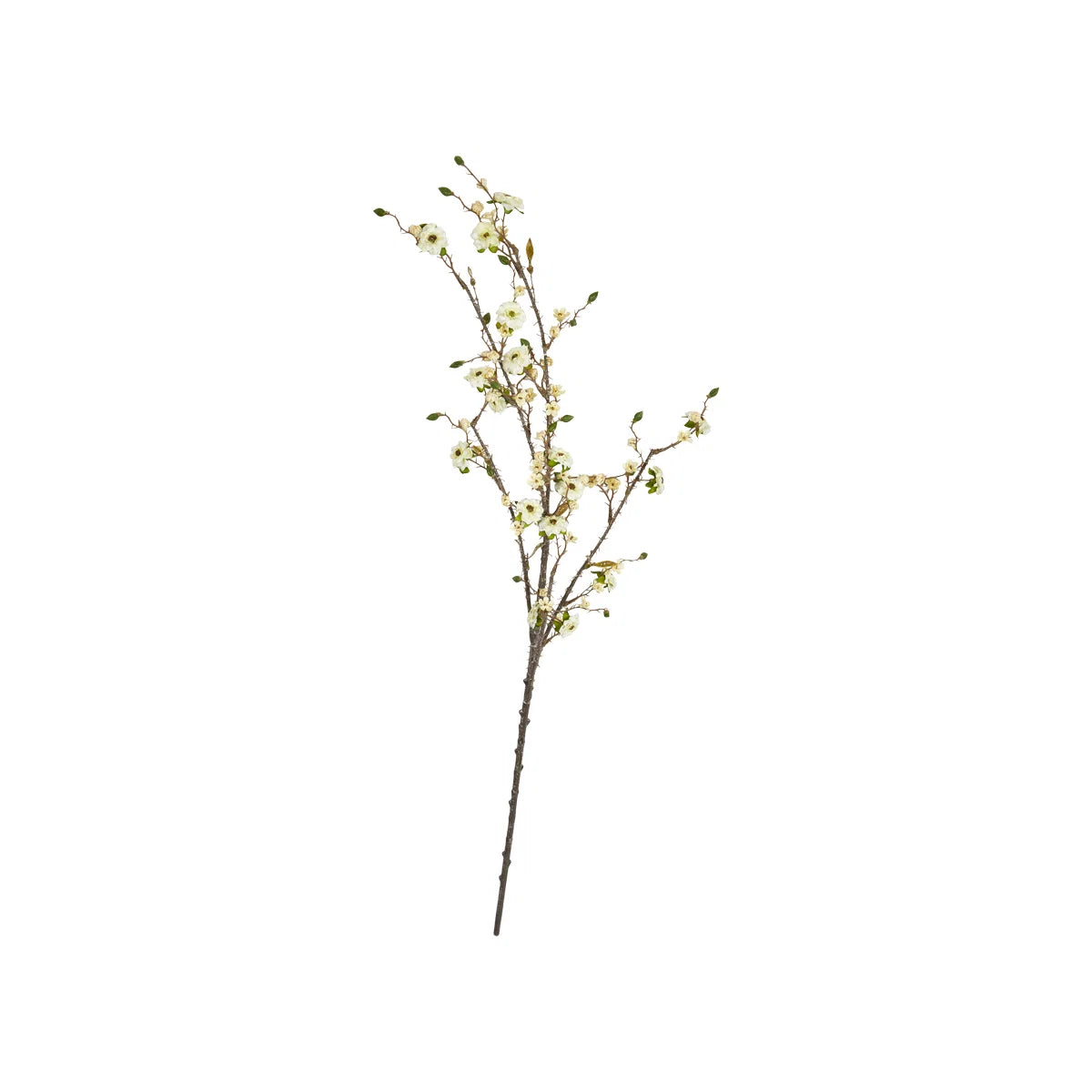 Naturtro kunstig terosegren med hvide blomster og grønne knopper – elegant blomstergren til vase og nordisk boligindretning fra BiMe.dk.